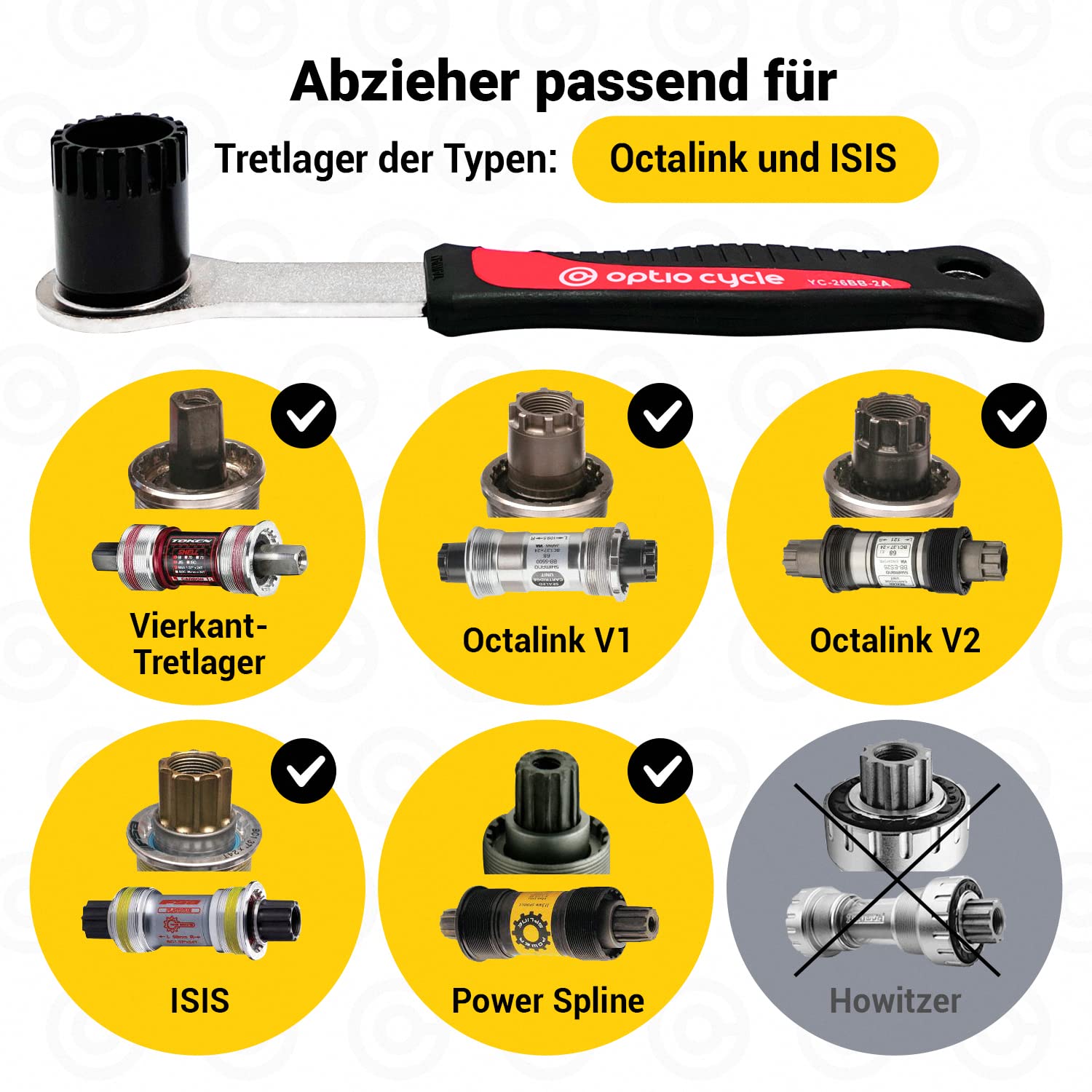 Optio Cycle Tretlager Werkzeug mit Zentrierstift – Tretlagerschlüssel für Innenlager & Bremsscheiben