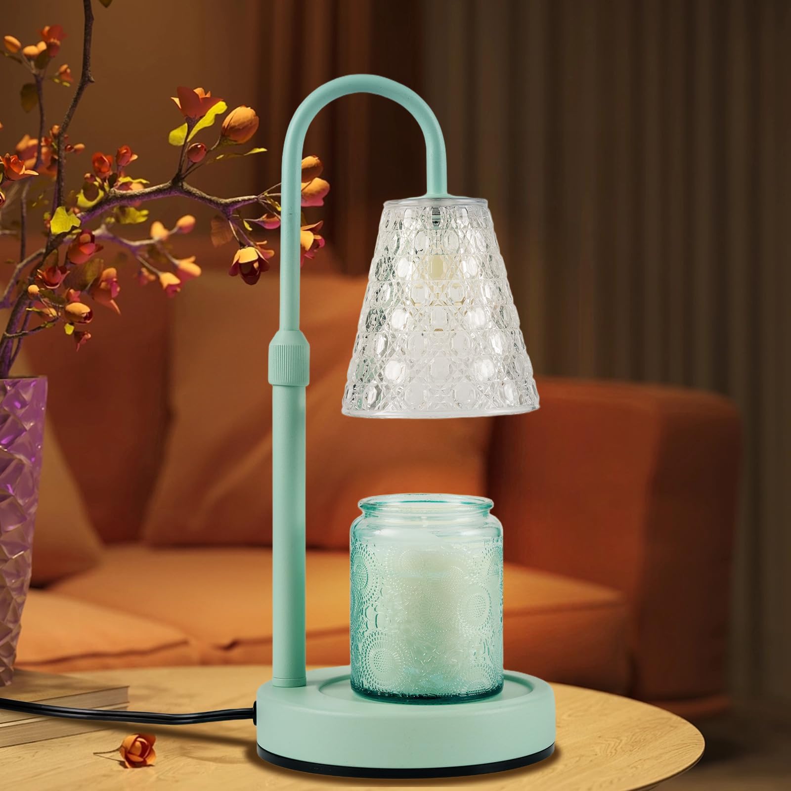 ACED Candle Warmer Lamp with Timer Dimmable, Birthday Gifts for Women Mom, House Warming Gifts New Home Decor, Wax Melt Warmer with 2 Bulbs,Light Green