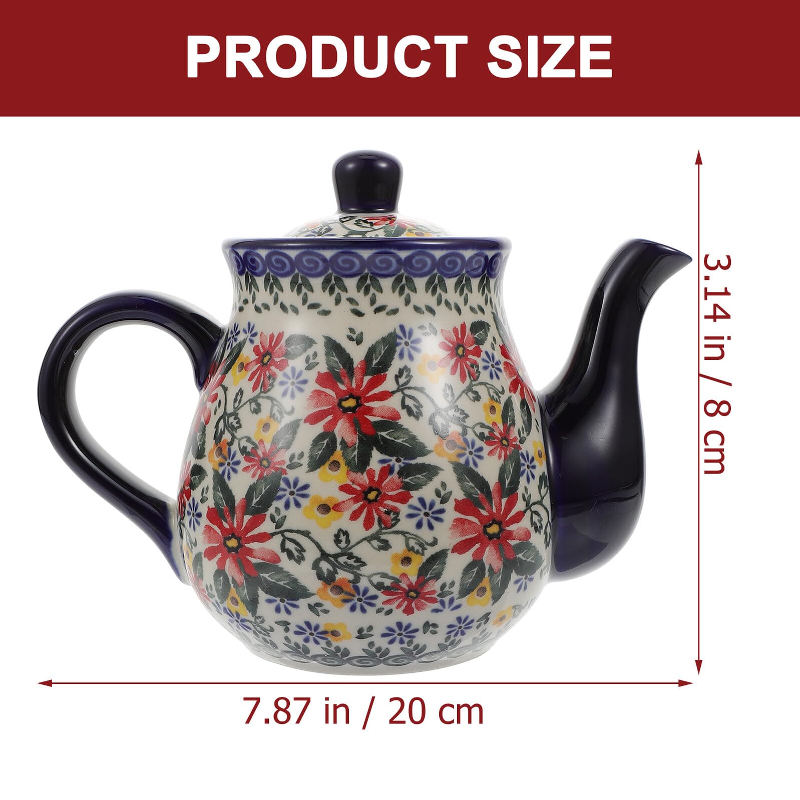 Ipetboom Tetera de Cerámica Resistente al Calor Hogar, Diseño Elegante y Fácil de Sostener, Adecuado Suministro de Té Cocina