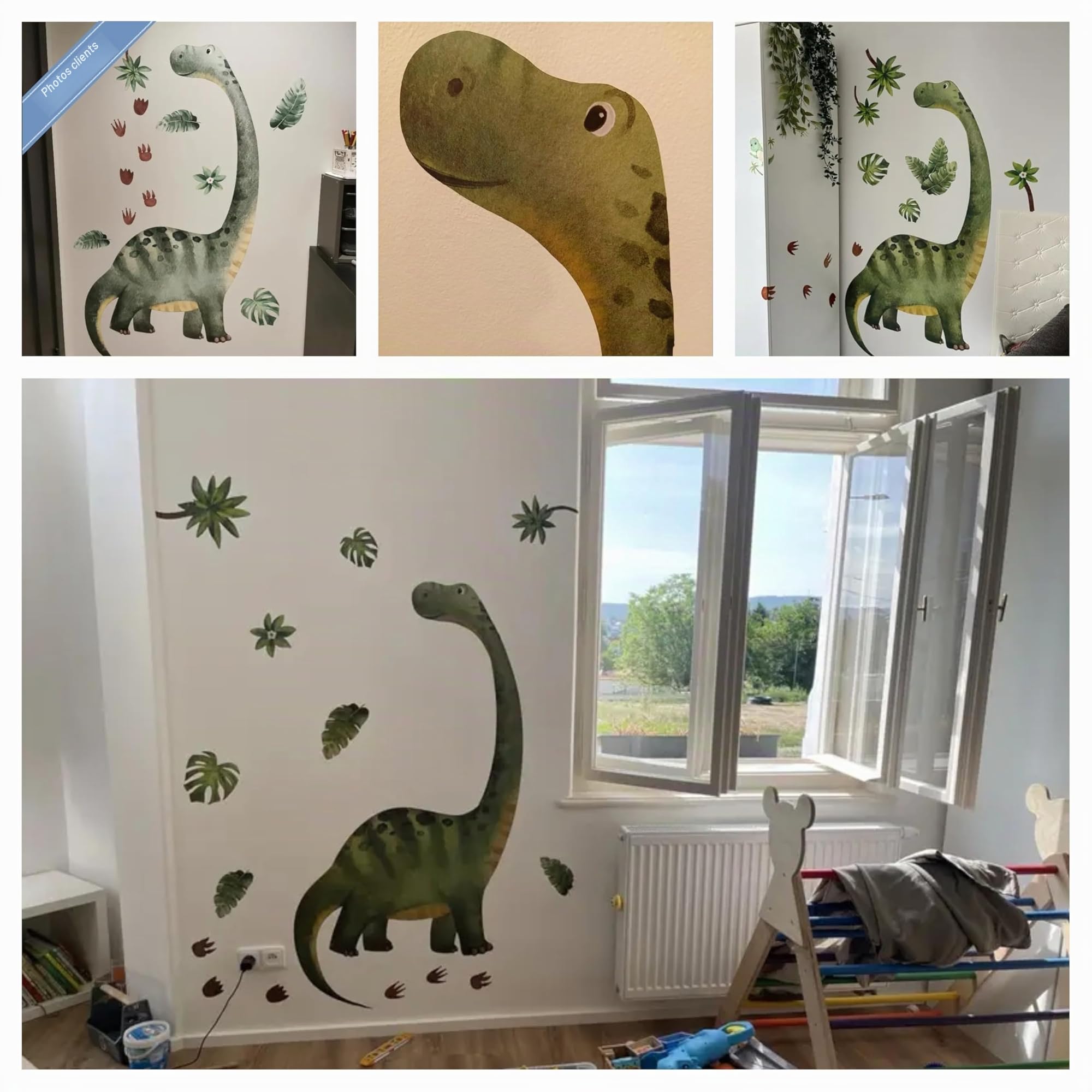 WandSticker4U®- Grand stickers muraux DINOSAURE enfant (139x176 cm) I Autocollant mural enfant dinosaure animaux jungle I Déco murale chambre garçon fille bébé enfants, salle de jeux, crèche