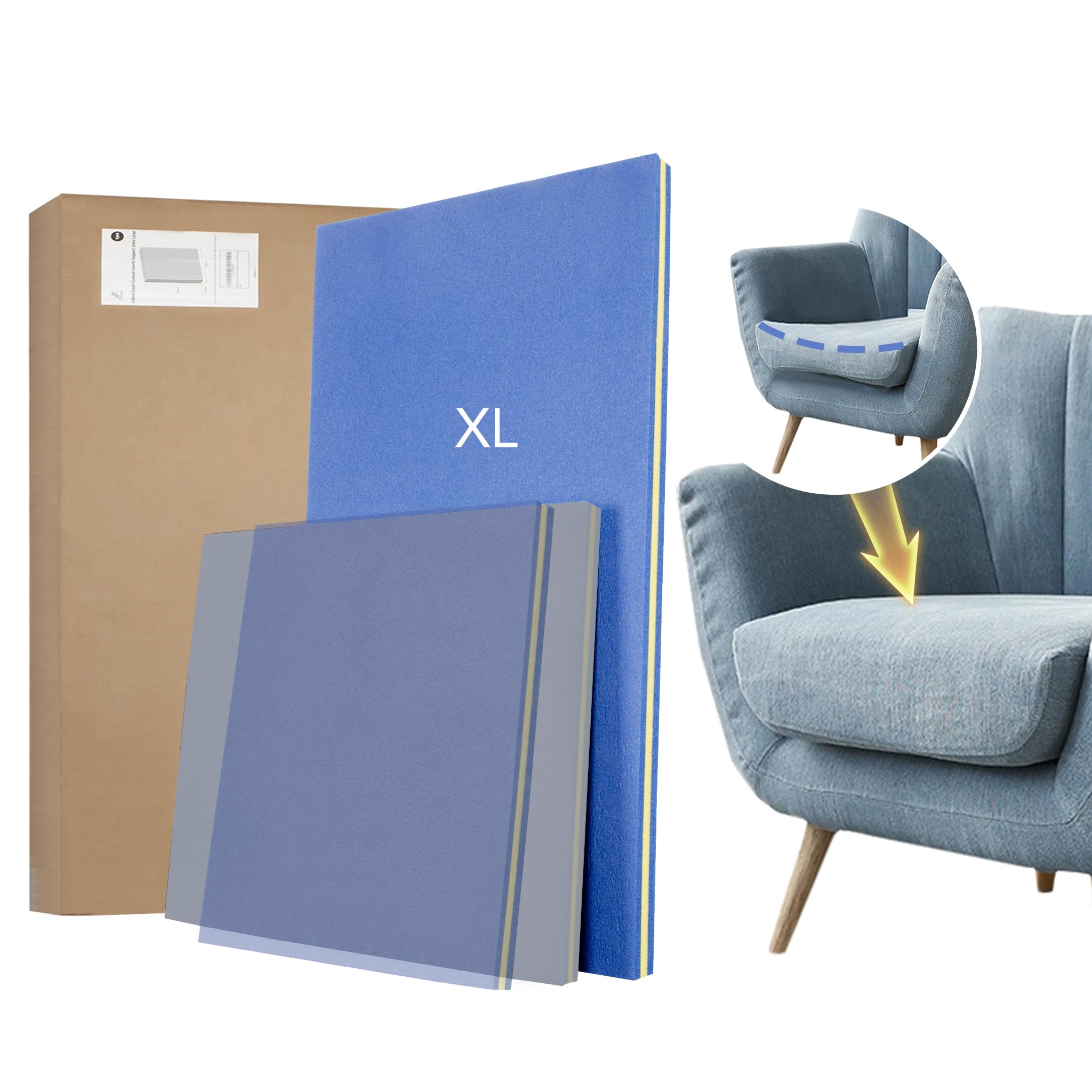 Couch Cushion Inserts Support, Couch Supports for Sagging Cushions, Couch Cushion Replacement for Sagging Seat, 2 PCS, Extra Large, 35x22 Inches