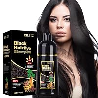 RILSIC Shampoo Capelli Nero per Capelli Grigi, 500 ml Black Hair Dye 3 in 1