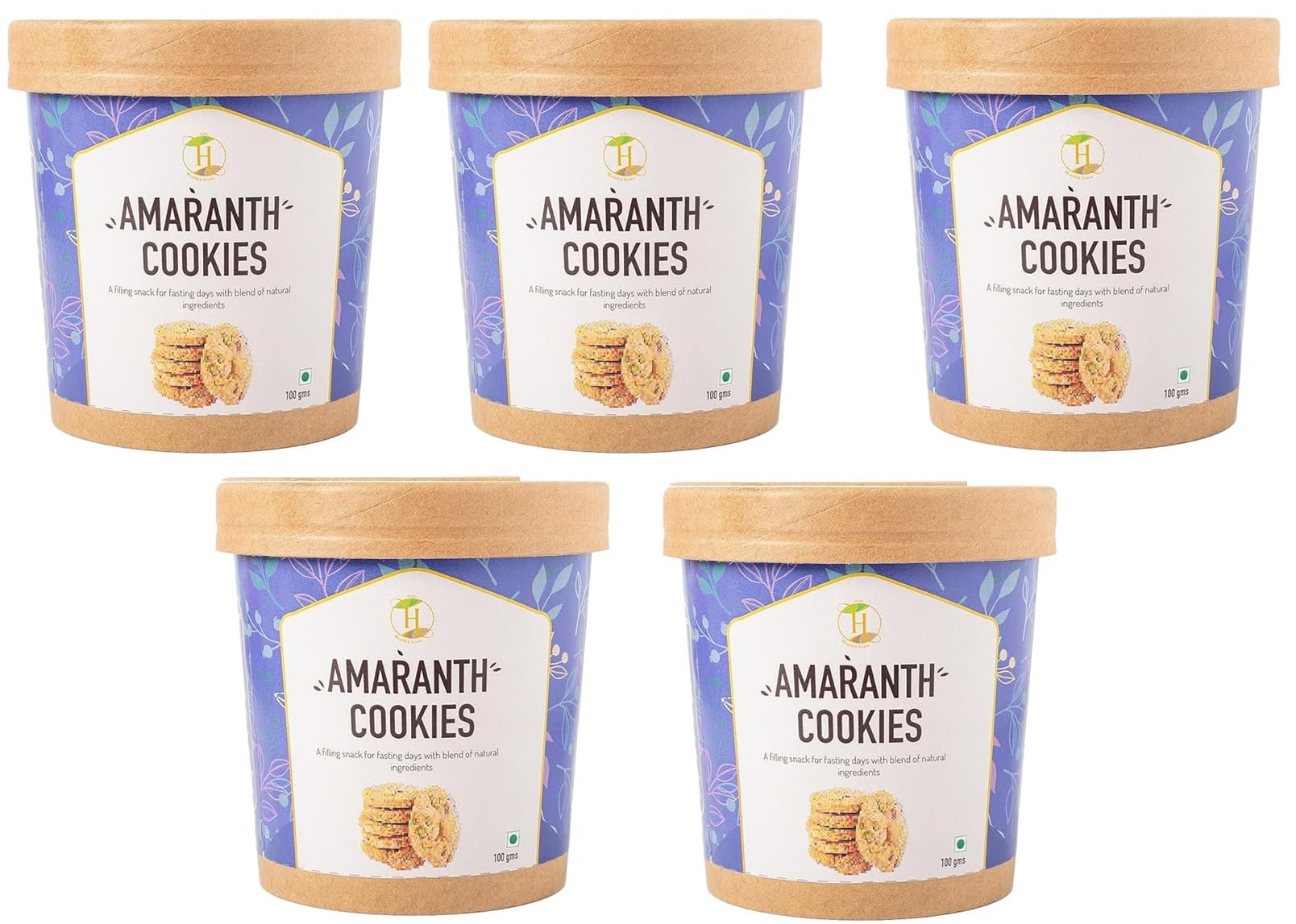 Healthy Lives® Amaranth Farali Biscuits Cookies for Fasting | Tasty, Healthy & Delicious Fast Cookies for Adults & Kids | Made with Jaggery, Butter Milk (100g, Pack of 5)