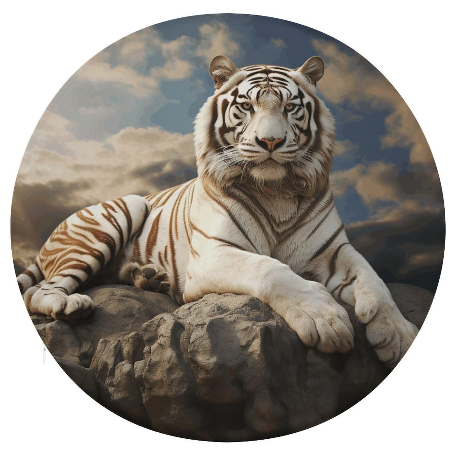 Housse de siège ronde lavable tigre pour chaise de salle à manger