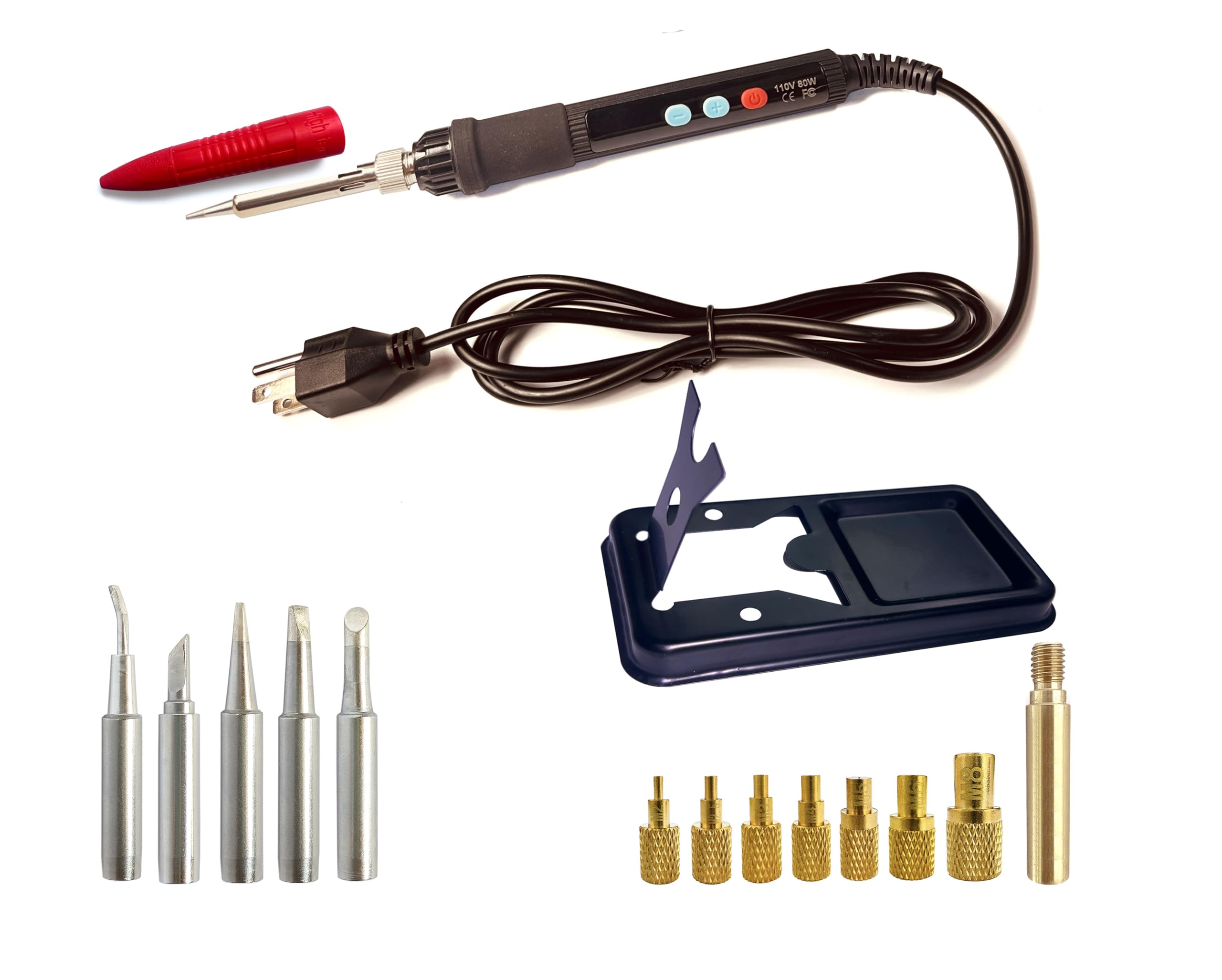 ShineNow 80W Digital Soldering Iron Heat Set Insert Tool Kit with Extra Soldering Tips
