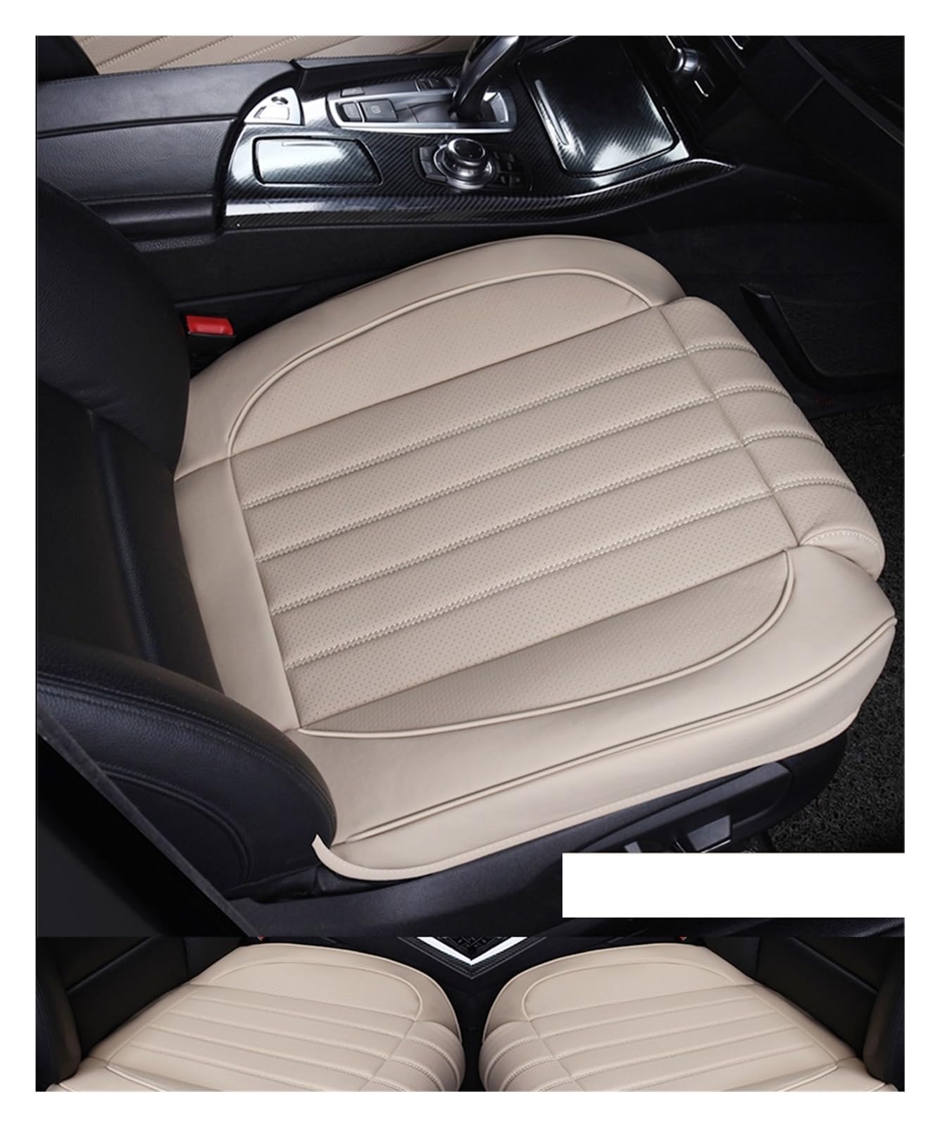 Set di coprisedili per auto in pelle PU traspirante Set di tappetino di protezione per cuscino per seggiolino auto universale per seggiolino auto。 Copri sedili Auto(Nero,2 pcs front seat covers)