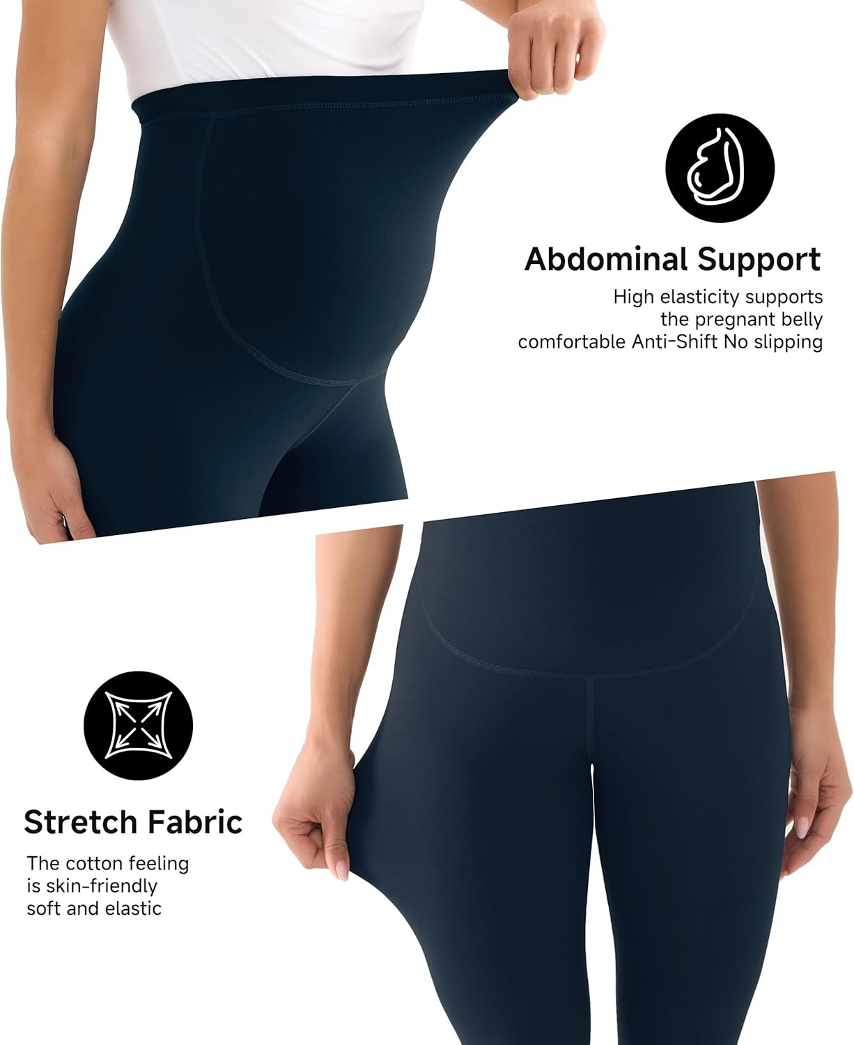 Maternity Leggings Over The Belly Soft Pregnancy Leggings Stretchy Seamless Activewear for Yoga Workouts Casual - Image 2