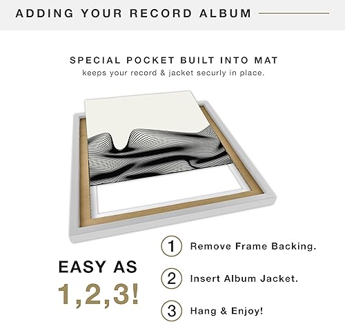 Miniatura 6 de MCS Marco de disco mate individual para álbum, marco de grabación de 15 x 15 pulgadas, color gris para mostrar una chaqueta de disco de vinilo LP