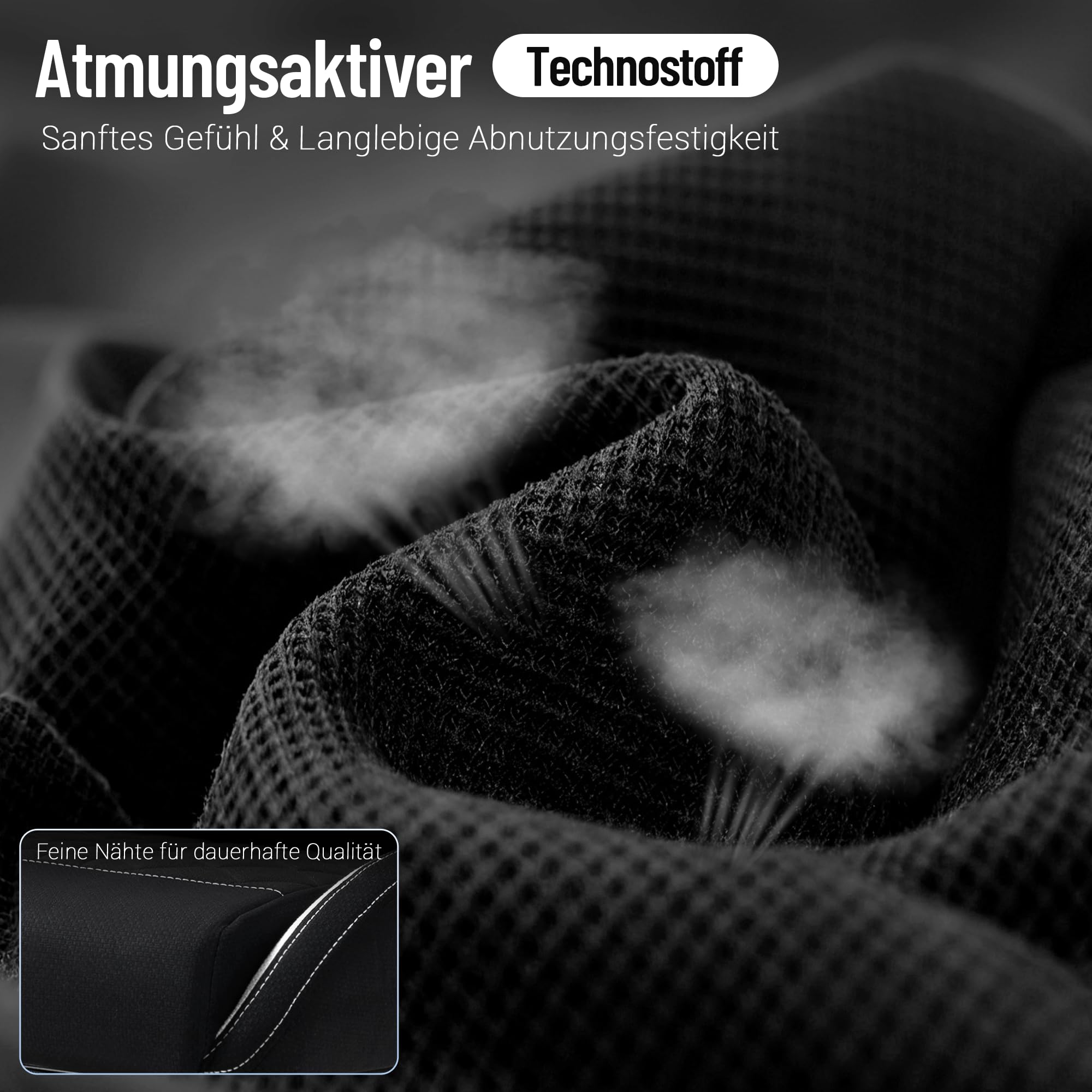 Gaming Stuhl Stoff Big and Tall mit Taschenfederkern, Ergonomischer Gaming Chiair Belastbar bis 160kg, Großer Gaming Sessel mit Fußstütze & Lendenkissen, Gamer Stuhl für Erwachsene Schwarz
