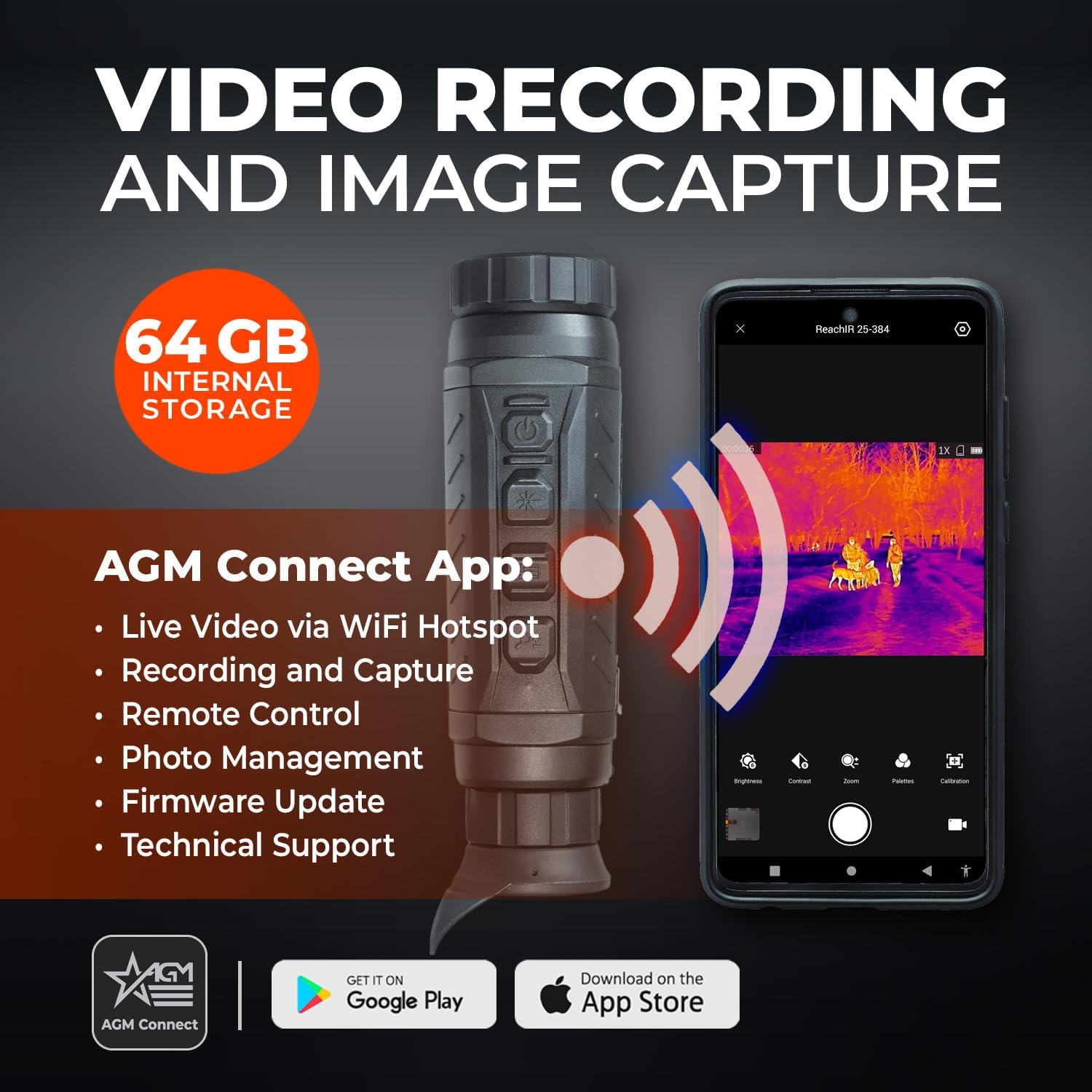 AGM Global Vision ReachIR LRF Thermal Imaging Monocular with 1000m Built-in Laser RangeFinder, 12 Micron Heat Vision IR monocular with LRF for Hunting