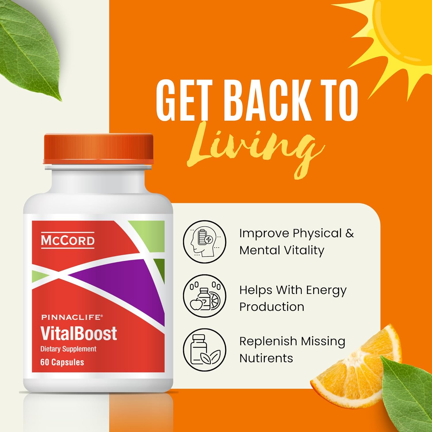 VitalBoost Energy, Memory, and Immunity Supplement – Includes Vitamin D3, Zinc, Magnesium & Potassium – Promotes Heart, Bone & Immune Function – 60 Capsules