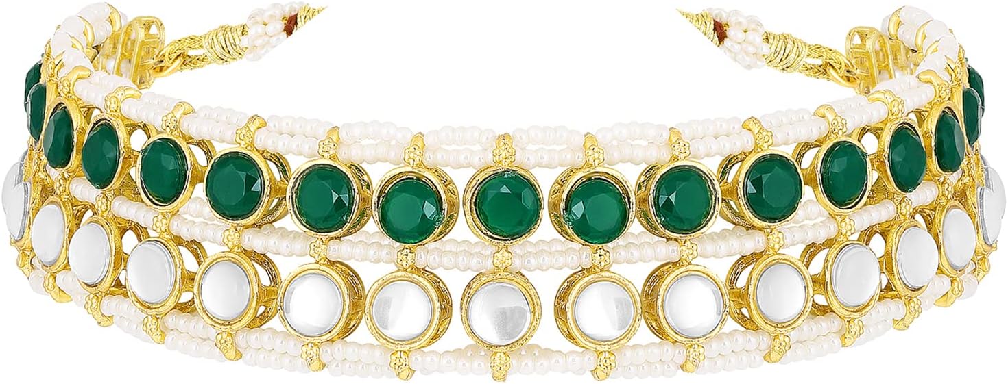 Aheli Kundan Choker Necklace & Stud Earrings Ethnic Fashion Bharatanatyam jewellery set Gift for Women