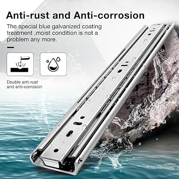 Heavy Duty Drawer Runners Load 68 kg Full Extension Runners 250 300 350 400 450 500 550 600 650 700 750 800 850 900 950 1000mm Side Mount Rails for Drawer Capacity 68 kg 1 Pair