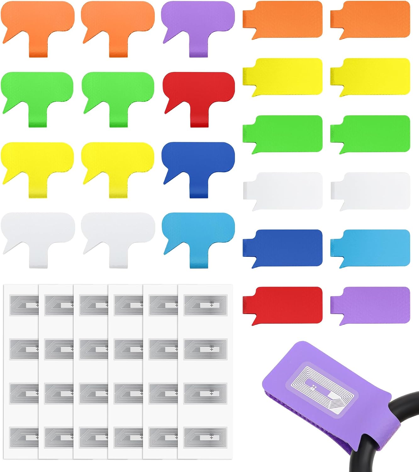 SummerBrite Smart NFC Cable Labels Wire Tags, 24 Pack, Rectangle & Oval