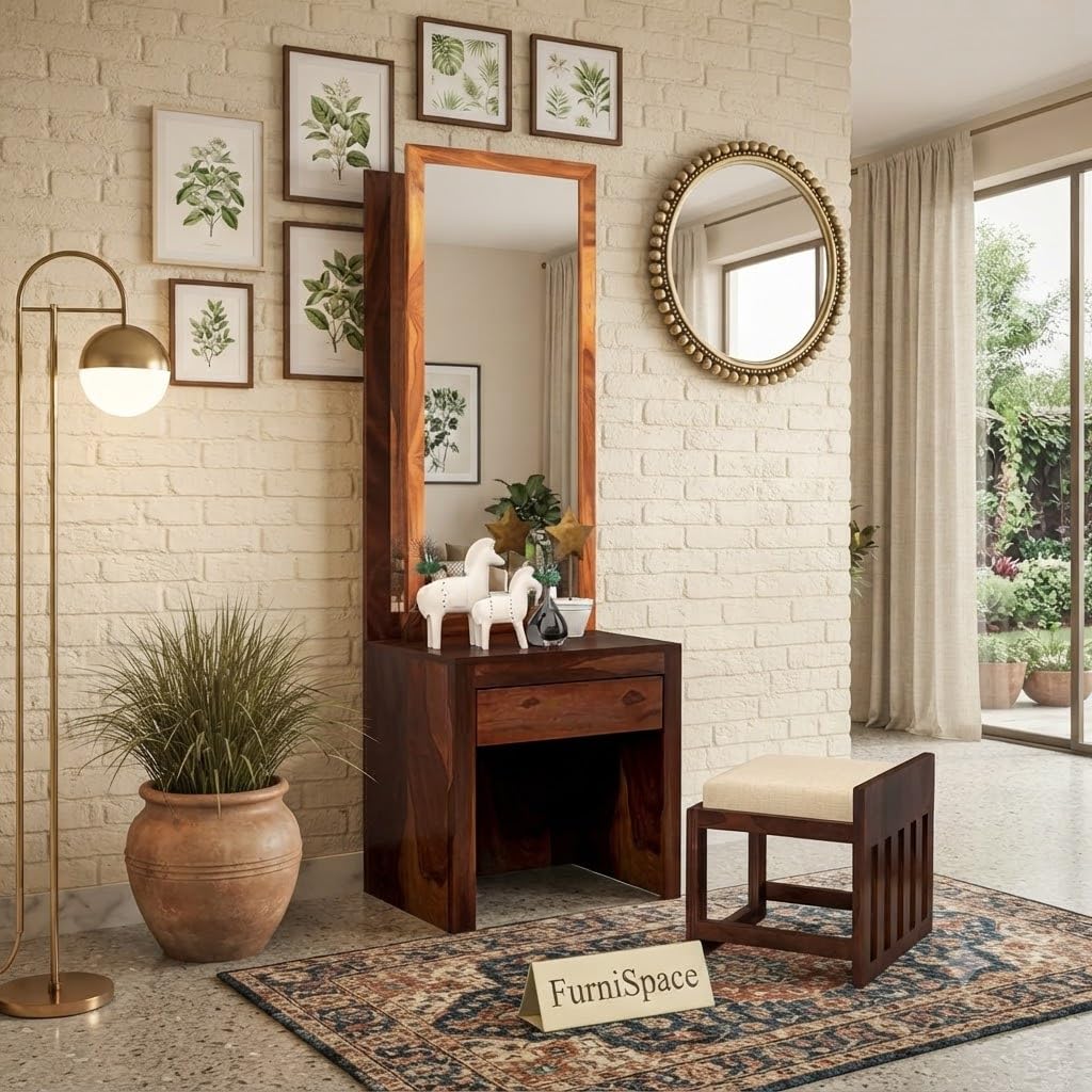 Sheesham Wood DressingTable with Mirror and Storage Premium Vanity Table Luxury Modern Dressing Table Design (Walnut 1)-image-45