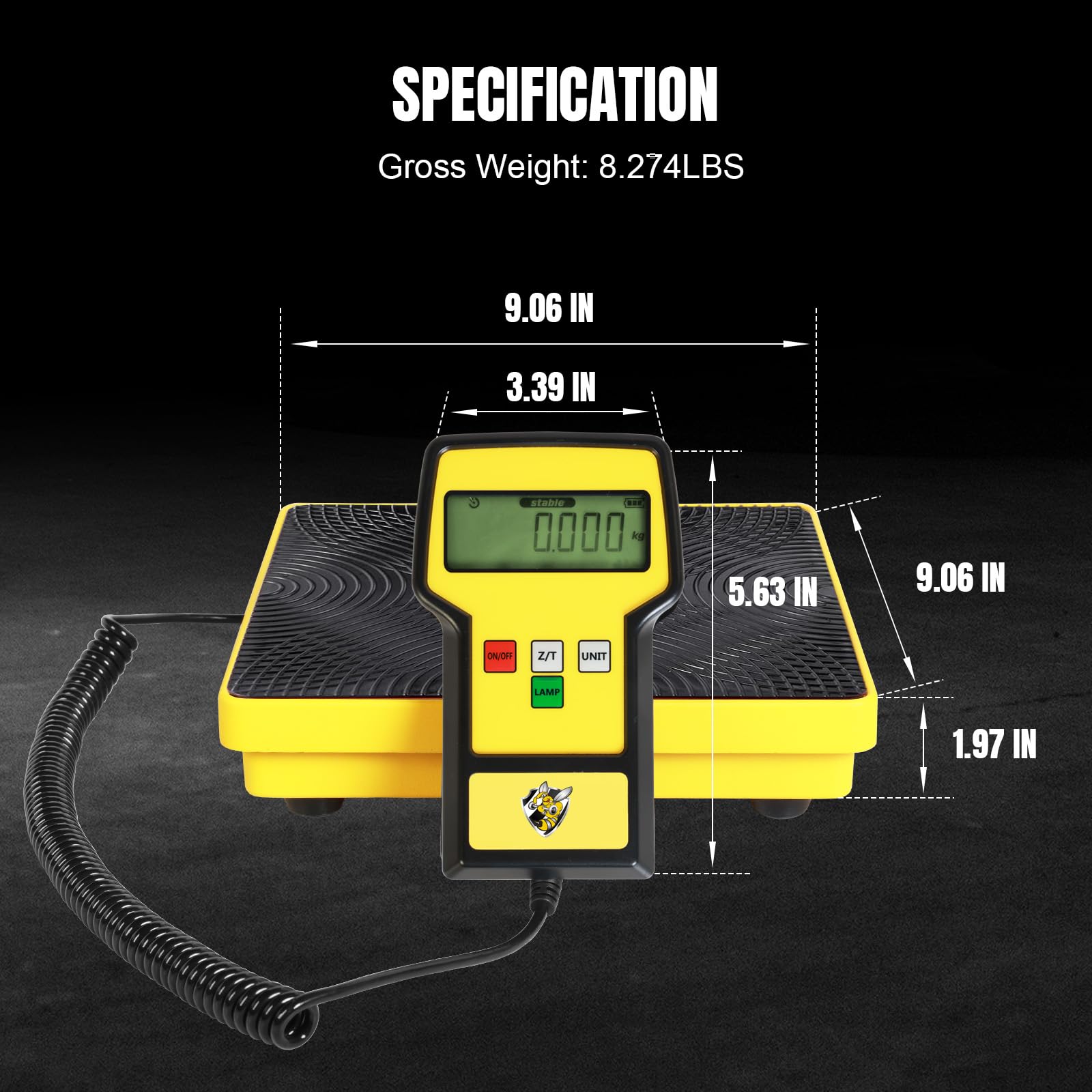 YELLOW JACKET Báscula de refrigerante de 220 libras HVAC Freón Escala electrónica de alta precisión para carga de refrigerante con funda portátil para todos los tanques de recuperación de refrigerante