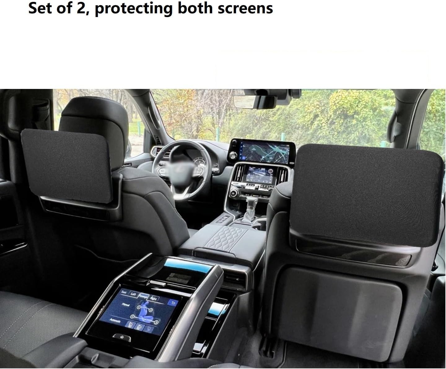 2 Pack Neoprene Rear Screen Protectors for 2023-2025 Lexus LX600 - Waterproof Dustproof Cover with Elastic Edge, Shock Absorbing for Dual Entertainment Displays