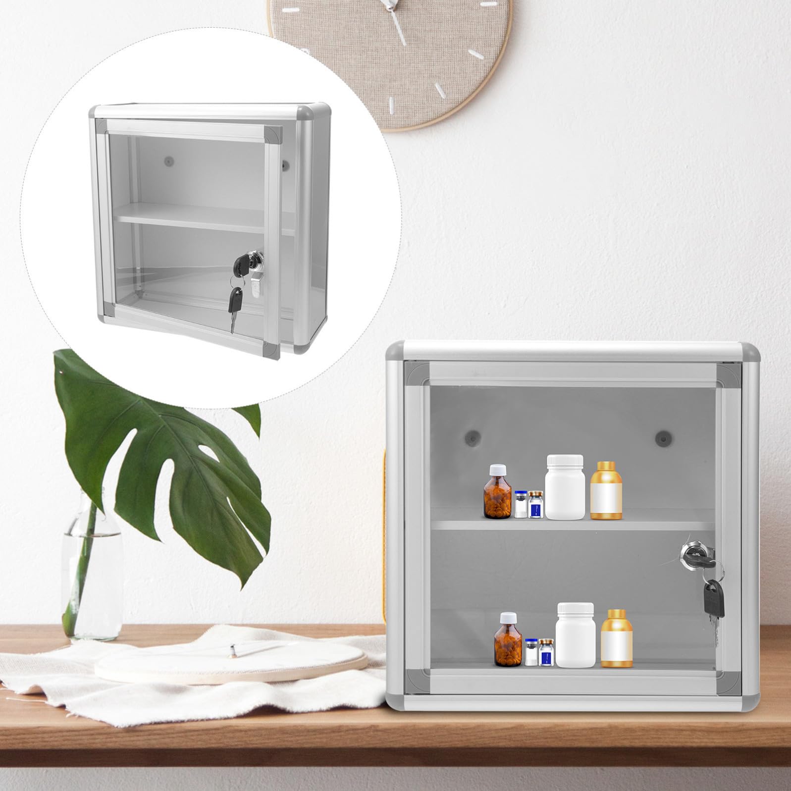 Casetta Medicinali da Muro in Lega di Alluminio Argento | Contenitore Multiuso Design Sicuro, per Medicine e Oggetti di Valore, per Viaggi e Attività All'aperto