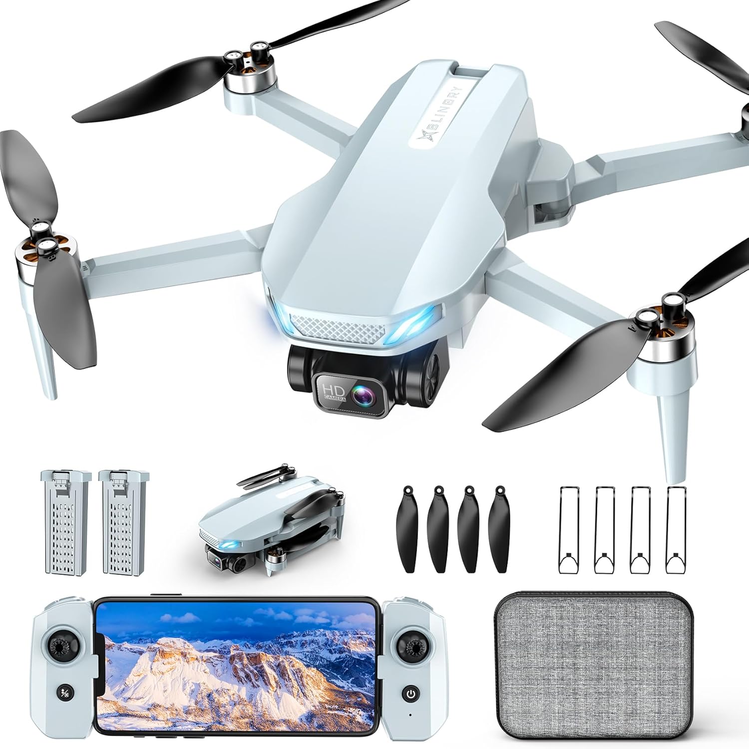 Drone with Camera, 2K HD FPV Drones for Adults, Mini Drone with Gravity Control, One Key Take Off/Land, Waypoint Fly, Gestures Selfie, 3 Speed Modes, RC Drone for Beginners with...