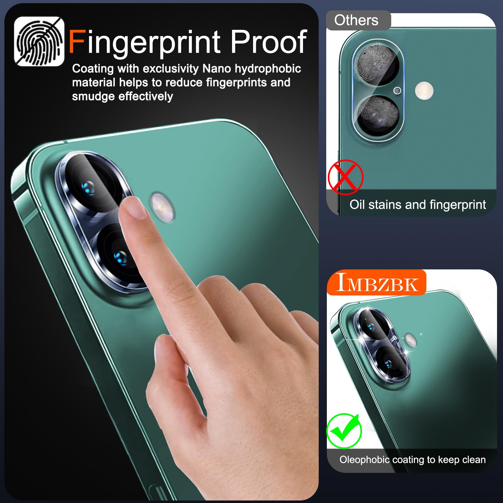 IMBZBK 6-pak ochraniaczy obiektywu aparatu do iPhone 16/iPhone 16 Plus akcesoria osłona aparatu osłona ekranu 9H szkło hartowane niezniszczalna ochrona etui przyjazne dla obudowy