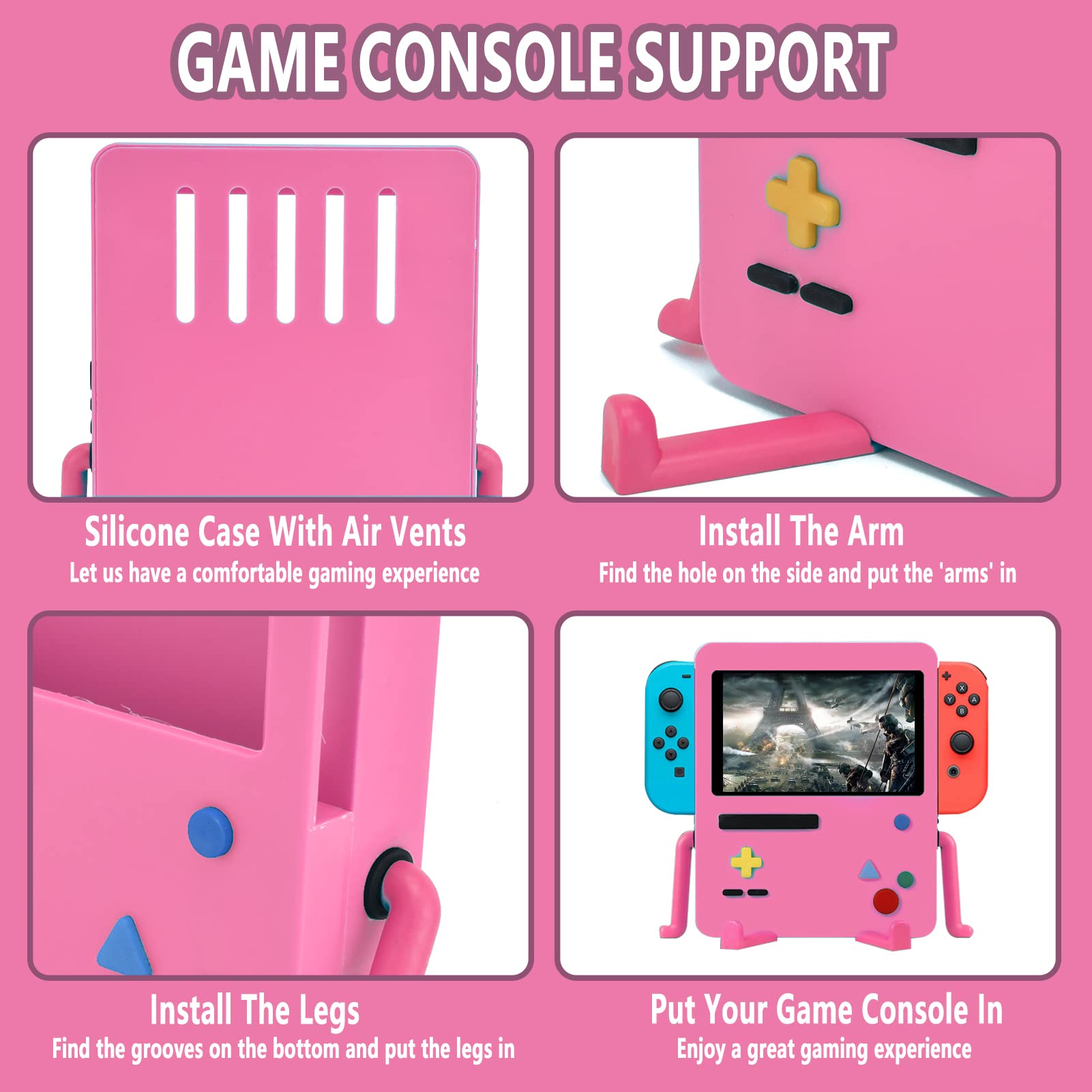 Cartoon Cute Switch Games Custodia Rigida Protettiva per Switch Console Controlle Console di Gioco Cover Protettiva per Switch Accessorio per Supporto per Videogioco Portatile Rosa
