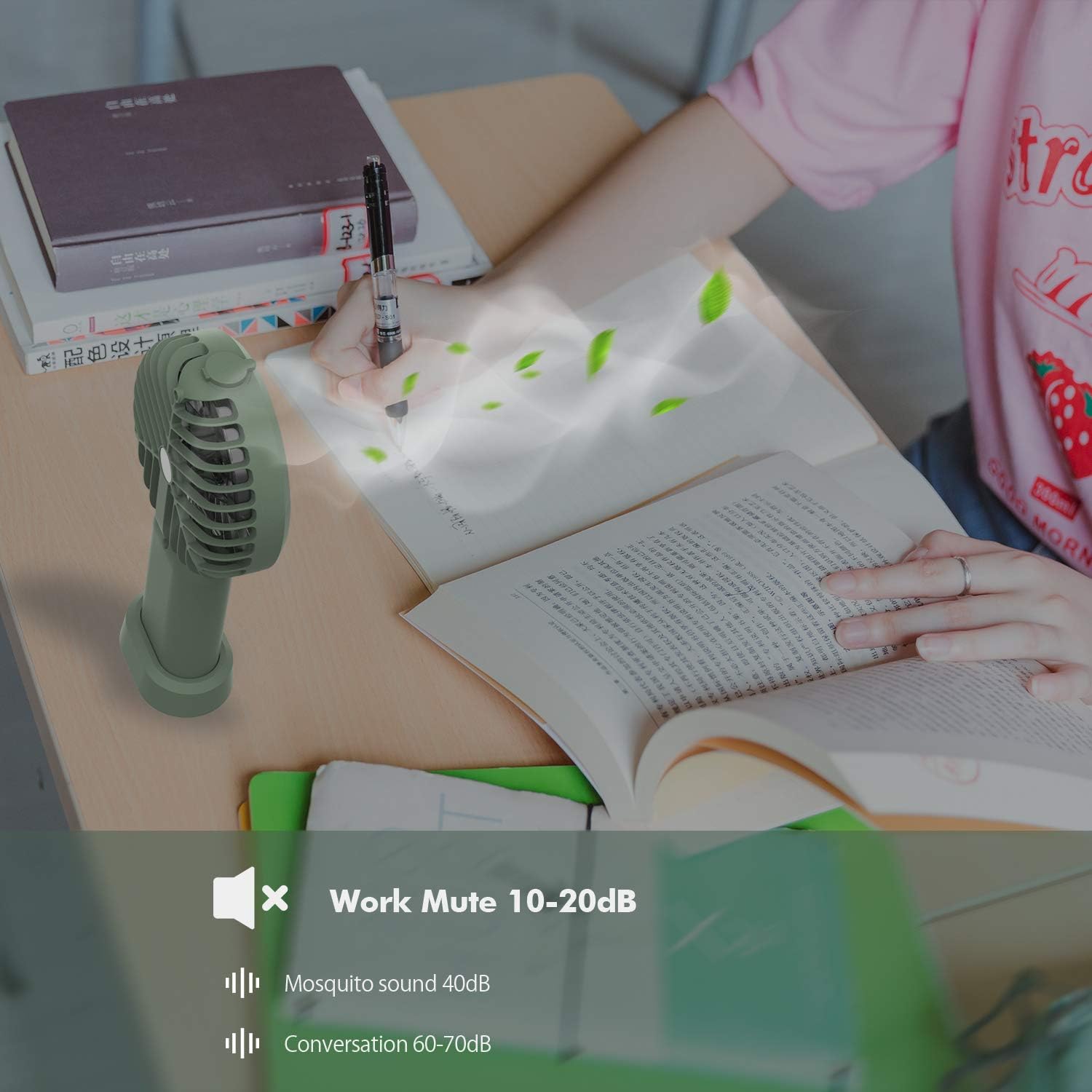 Neveika Portable Handheld Fan, Compact Evaporative Cooler Air Humidifier with 3 Speeds, Personal Air Cooler, Perfect for Office Dorm Nightstand (olive)