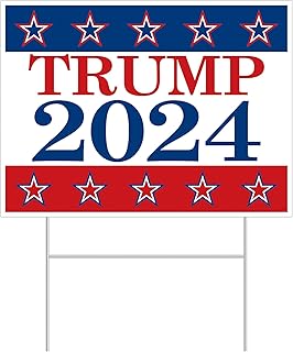 Beistle Donald Trump 2024 Republican Candidate Plastic Yard Sign- Metal H Stake, All-Weather for Outdoor Display to show Political Support