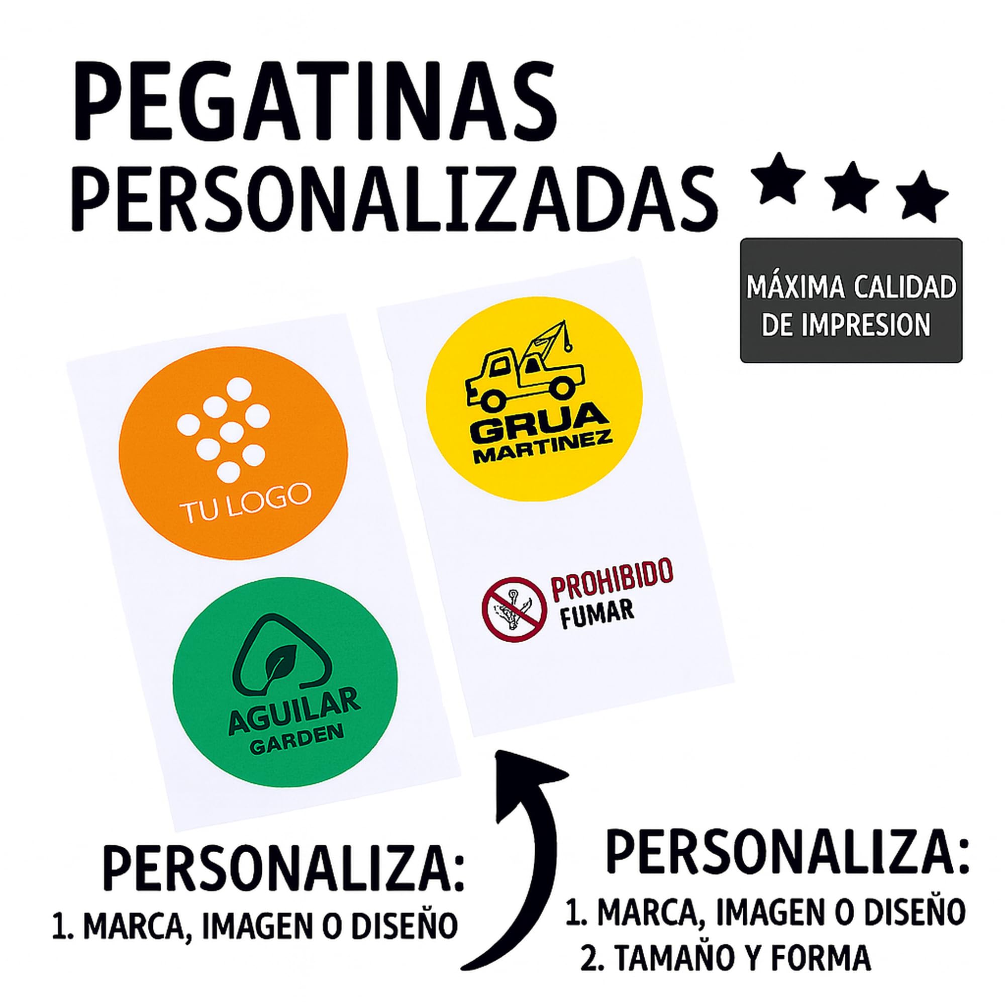 Pegatinas Personalizadas Multiusos 100 Stickers Redonda para Regalos, Eventos, Logo, Libros, Packaging