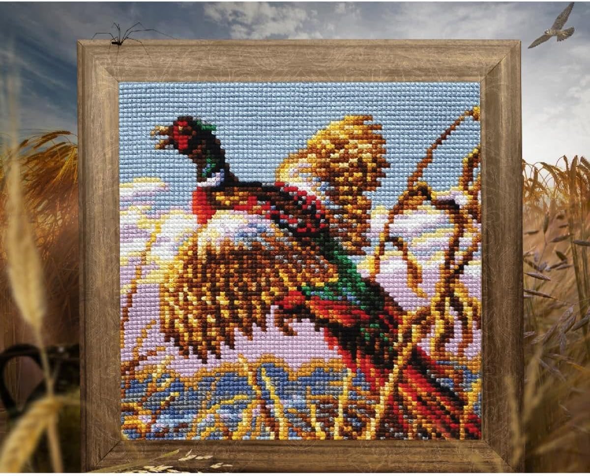Collection D'Art CDA Stamped Cross Stitch kit Cushion Pheasant, 40x40cm, DIY