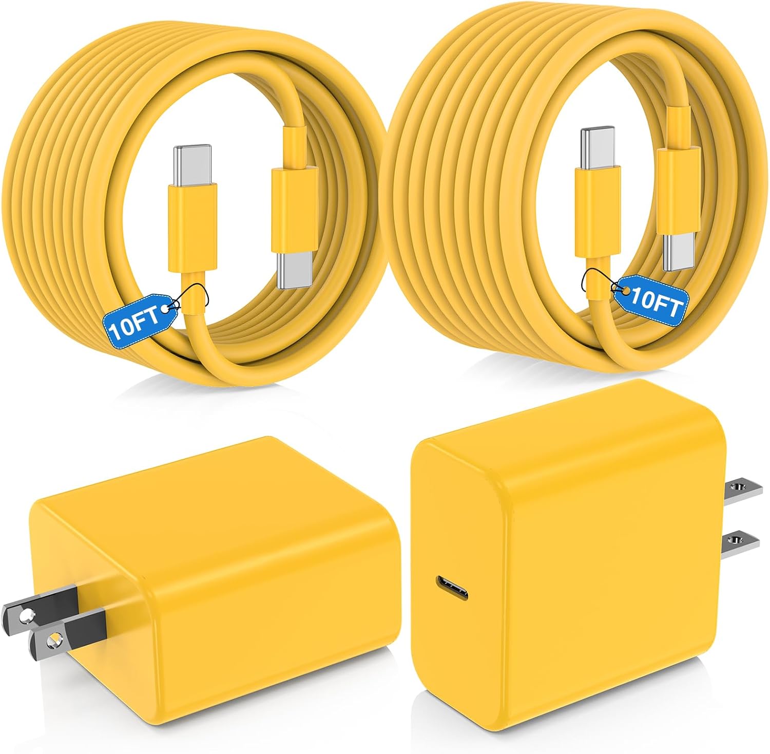 USB C Fast Charger for iPhone 17/ Air/16/15 Pro Max,2Pack 10FT Type C Charger Block & Cable, PD 3.0 Super Fast Charging for iPad Pro MacBook Air/Pro M1/M2, AirPods-Yellow