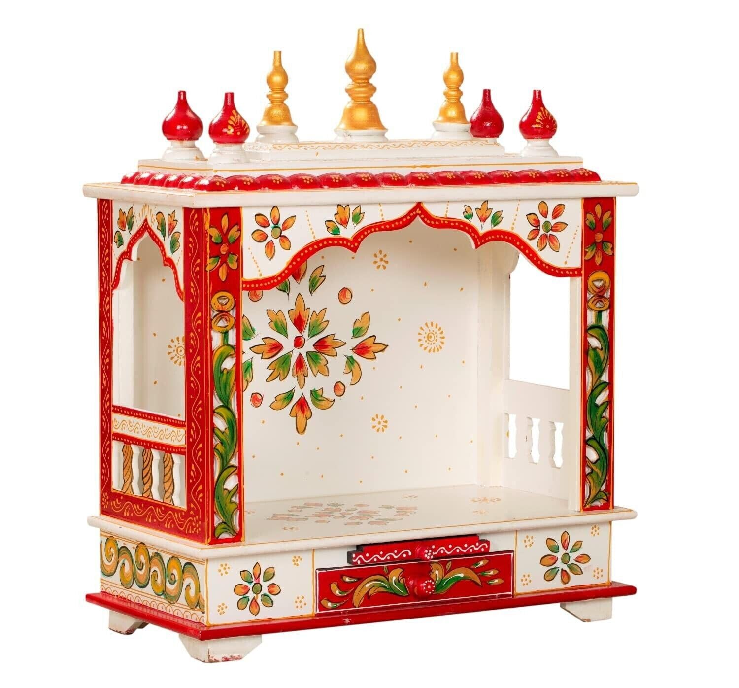 Pooja Mandap Devyom de madera para crear tu espacio de yoga y paz en el salón