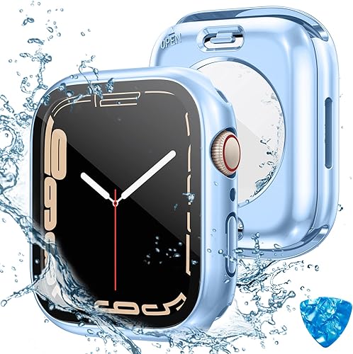Vista 74 de Tensea - Funda protectora de pantalla impermeable para Apple Watch (2 en 1) para Apple Watch Serie SE 7, 5, 4, accesorios de 45 mm, iWatch protector