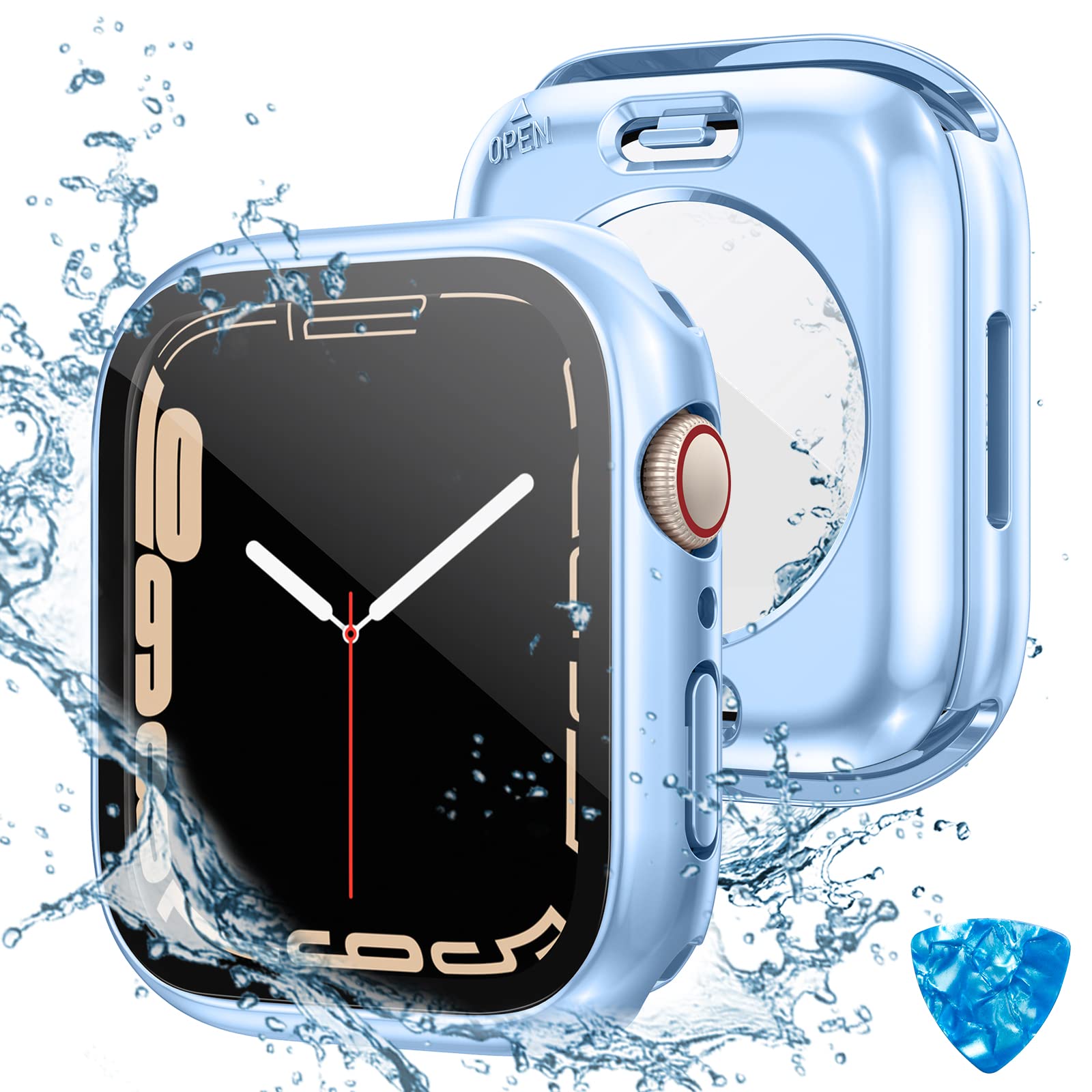 Tensea - Funda protectora de pantalla impermeable para Apple Watch, serie SE, 6, 5, 4 de 1.575 pulgadas, accesorios para iWatch, cubierta protectora de policarbonato para iWatch con película de vidrio