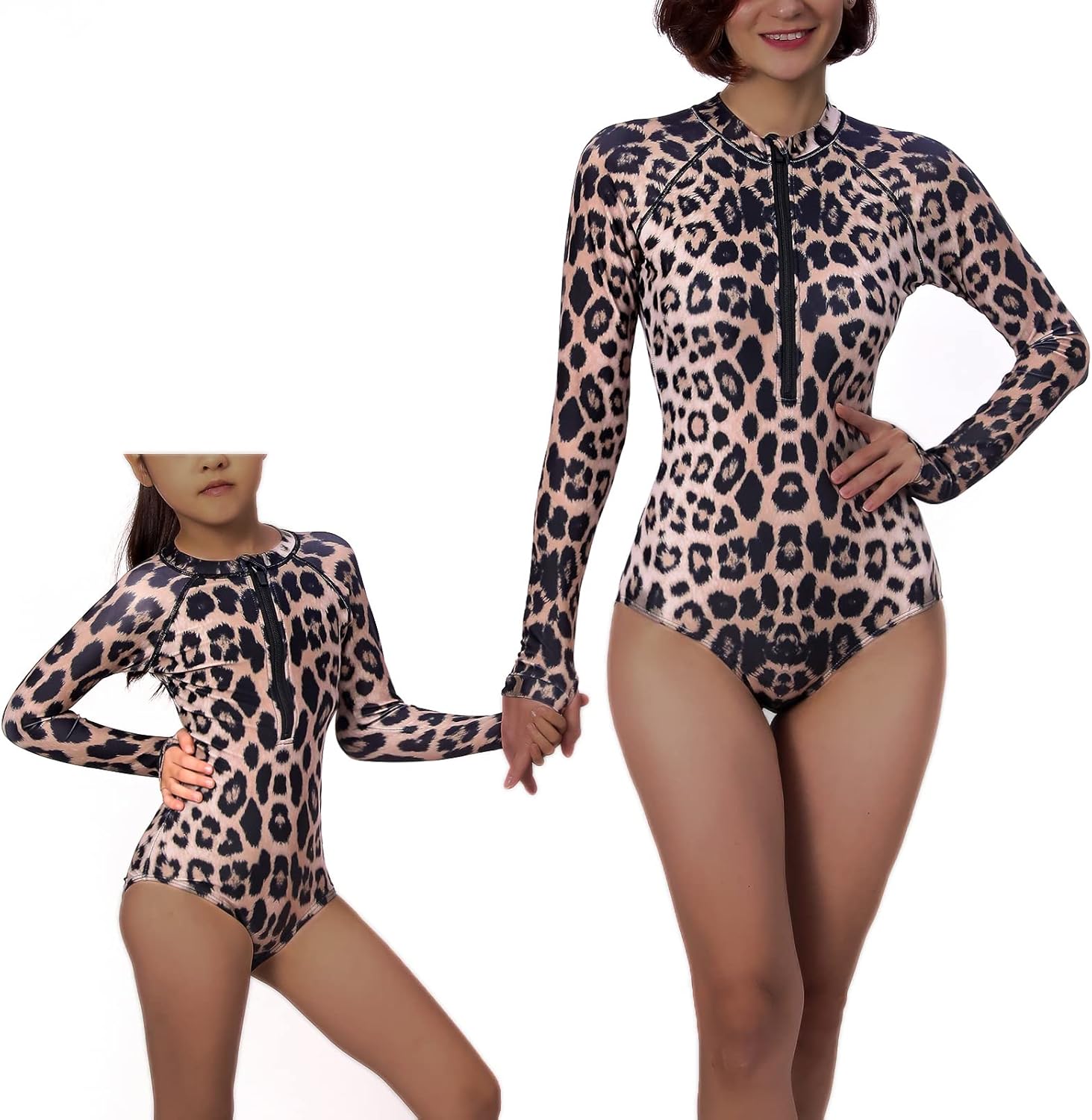 Women and Girls Matching Swimsuit: Long Sleeve One Piece Rash Guard Bathing Suit UPF 50+ (Please Order Separately)