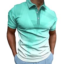 Mens Short Sleeve Polo Shirts Moisture Wicking Button Collared Golf Shirt Casual Printed Fashion Summer T-Shirt