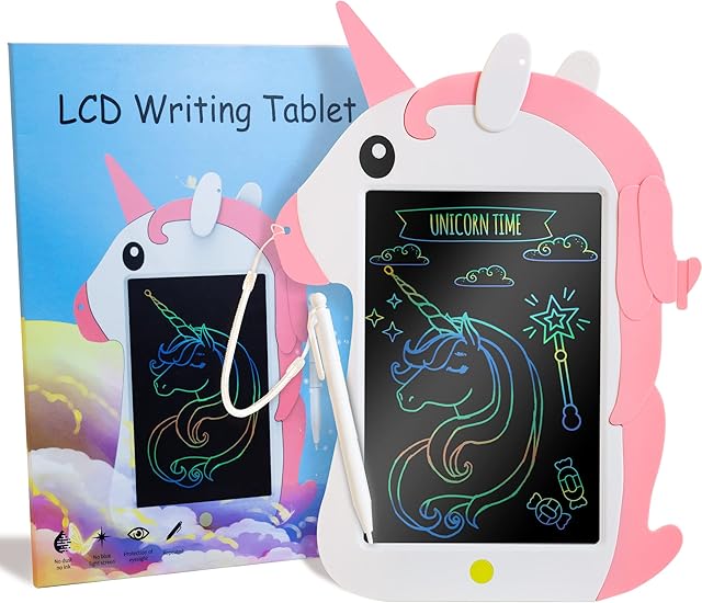Unicorn LCD Writing Tablet for Kids, 8.5 Inch Doodle Scribbler Pad with Stylus,Painting Board, Magic Board, Birthday Gifts, Drawing Board Educational Toys for 3+ Years Old Boy Girl, Pink