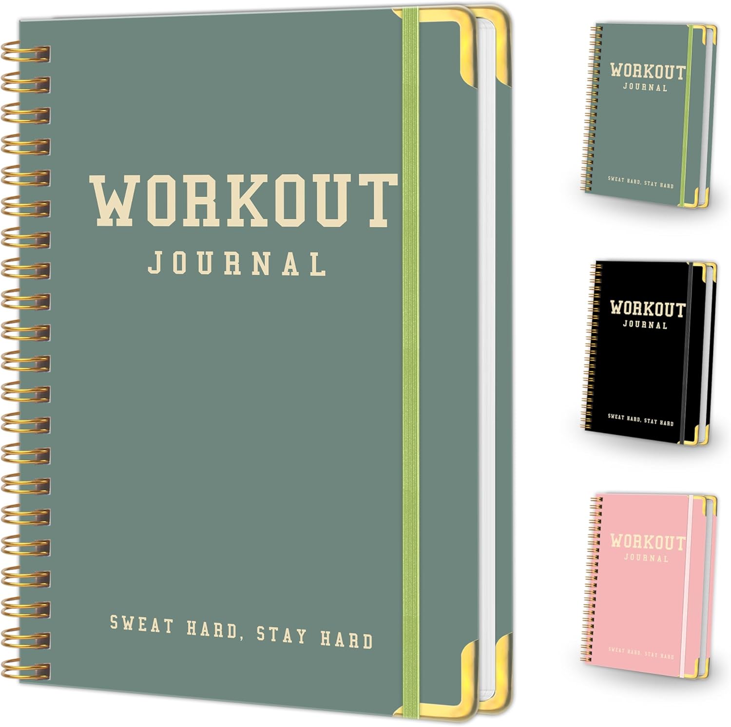 Kamoy Fitness Workout Planner for Women & Men, A5(5.7″ x 8.2″) Workout Log Planner for Track Gym ＆ Home Workouts, Track Progress, Achieve Your Wellness Goals – Green