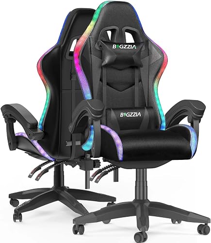 bigzzia Chaise Gaming avec LED Effets 