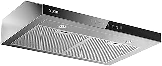 VIKIO HOME Under Cabinet Range Hood 30 Inch, 900 CFM Dual Centrifugal Motor, 3-Speed Ducted Kitchen Vent, Reusable Filters, Stainless Steel Kitchen Hood with LED Lights, Low Noise, Glass Black