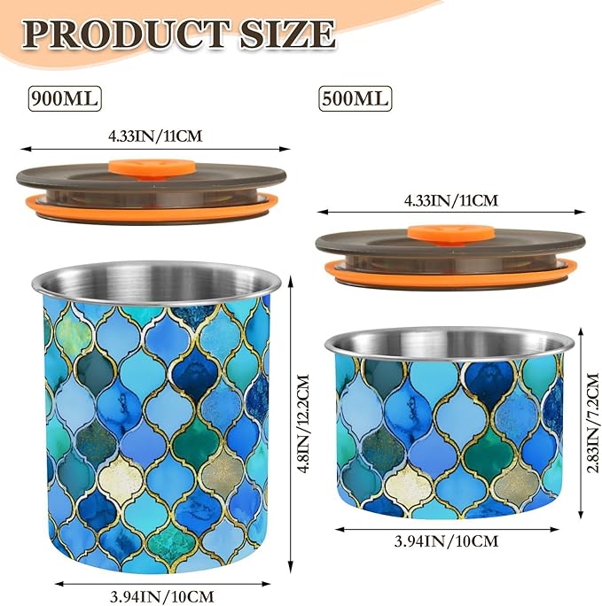 ALAZA Recipiente Hermético Acero Inoxidable 900ml para Café, Té, Azúcar miniatura 3