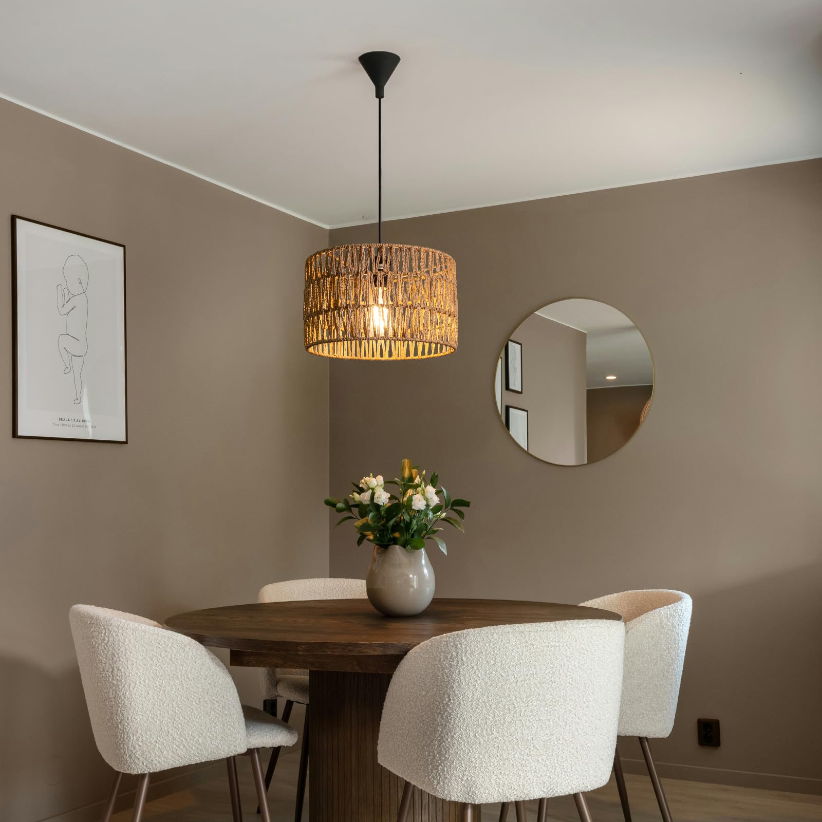 Paralume in rattan boho – un must have per tutti coloro che amano il proprio stile creativo (marrone, 30 da. x 18 h)