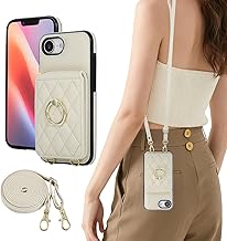 iPhone 16e Case Notebook Type iPhone16e Case with Shoulder Ring Smartphone Case Aifun 16e Case Notebook Type Stylish Back Card Storage Horizontal Stand Function Compatible with iPhone 16e Back