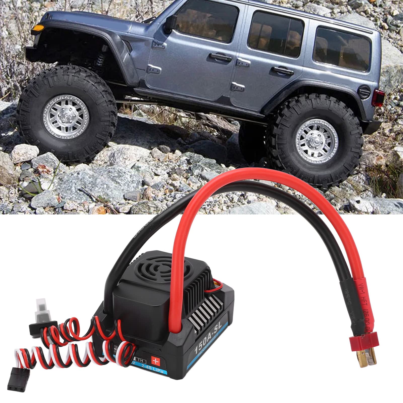 Controllo velocità per Modello RC, Regolatore di velocità RC, ESC Brushless RC 150a BCE Uscita 5a 5,8 V ESC Brushless Nero Antipolvere Impermeabile per Camion RC 1/8