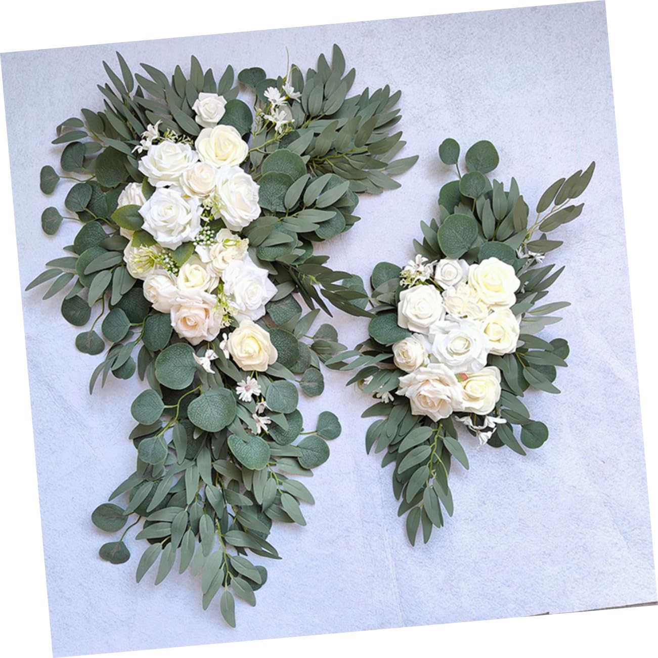 Hochzeitsbogen Blumen 1 Satz aus Seide und Tüll für Deko | Weiß, Künstlich, Pflegeleicht, Lebendige Optik, Outdoor Geeignet, Romantisch Elegant, 3 Stück