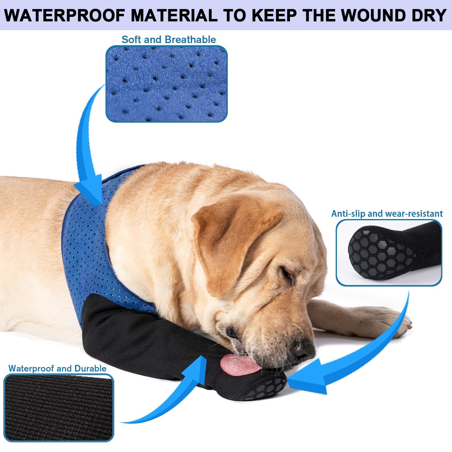 COODEO Dog Socks to Prevent Licking Paws, Front Leg Only, Waterproof Healing Boots with Non-Slip Bottoms - Image 3