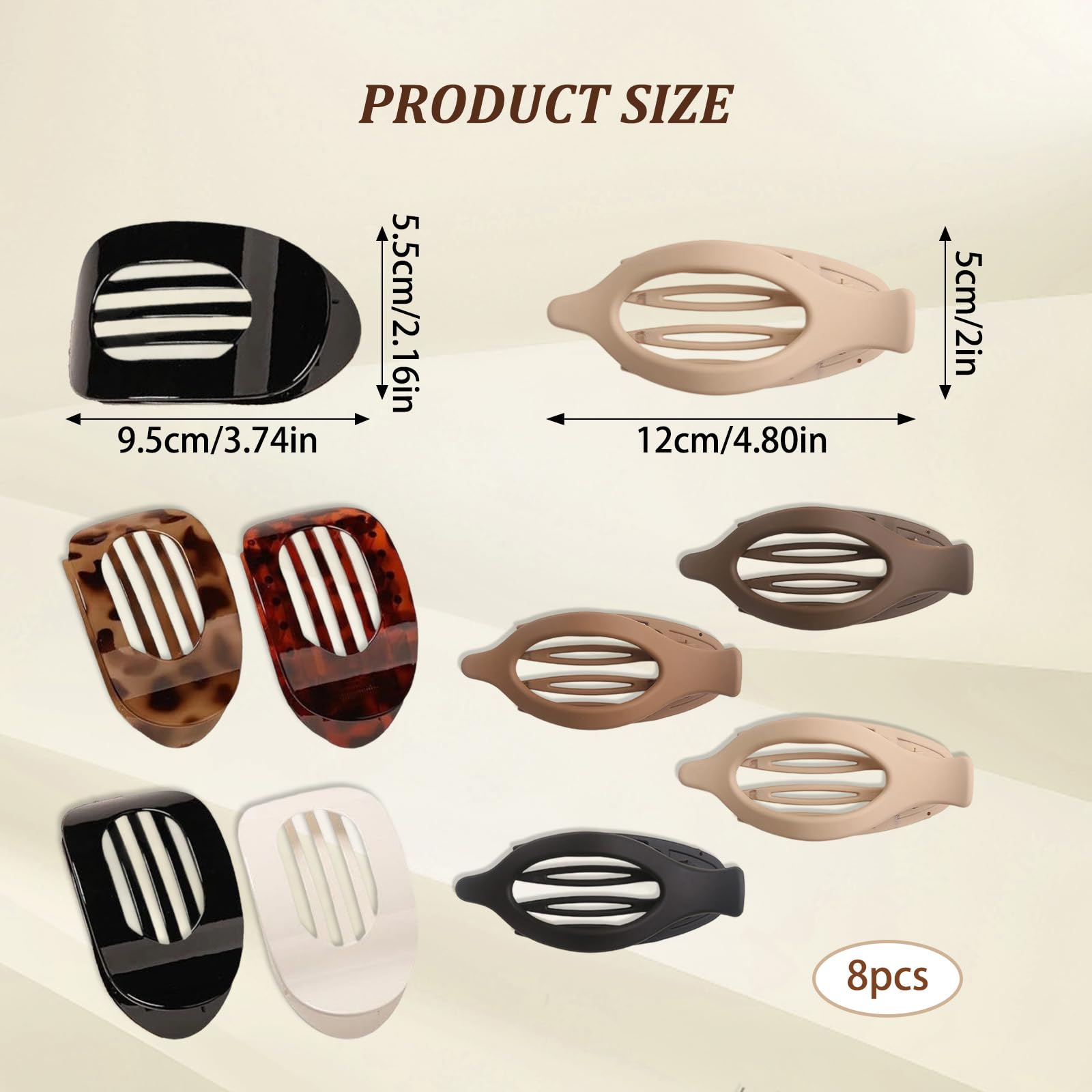 8 PCS Flat Hair Claw Clips - Image 2
