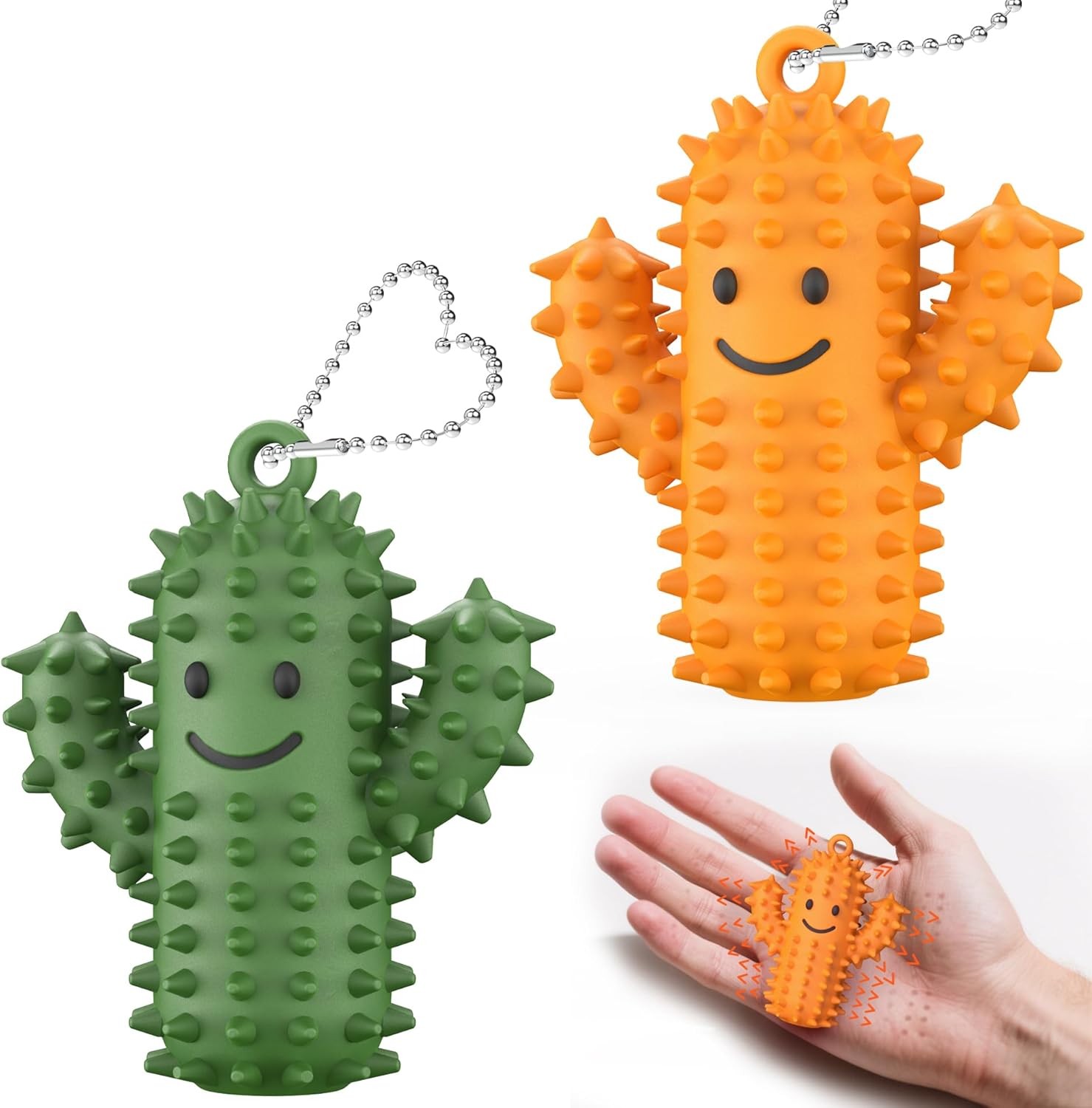 2 PCS Little Ouchies Pain Fidget, Silicone Pain Stim Fidget Toys Adults, Cute Cactus Shape Spiky Grippie Stim Keychain, Portable Pain Stim Tool for Anxiety Autism Sensory Toys Stress Relief
