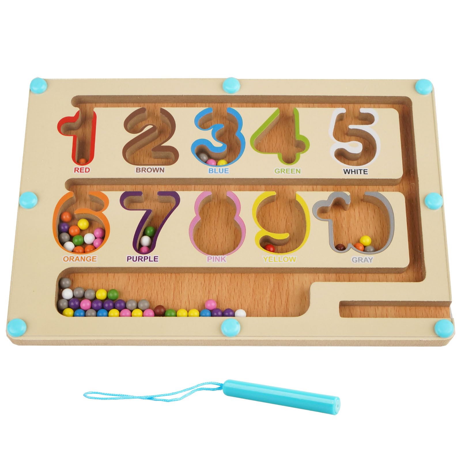 Magnetic Color and Number Maze, Valentines Day Gifts for Kids, Wooden Montessori Toys for Boys Girls 3 4 5 Year Old, Preschool Learning Counting Education, Magnet Puzzle Board