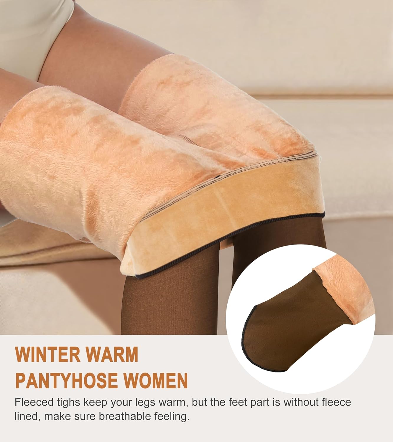 Fleece Lined Tights Sheer Women Fake Translucent Warm Pantyhose Sheer Leggings Thermal Thick Tights for Winter - Image 5