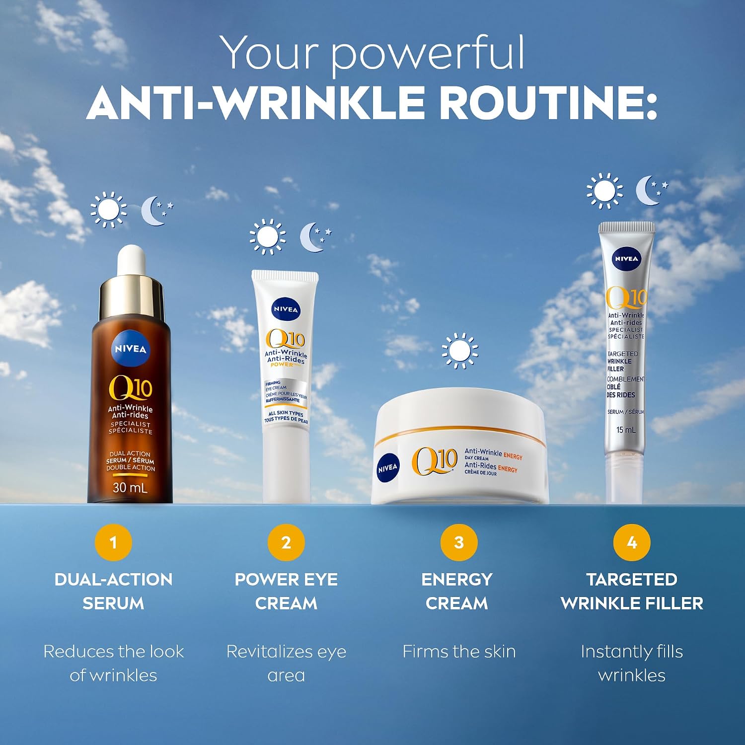 NIVEA Q10 Plus C Anti-Wrinkle + Energy Day Cream for Tired-Looking Skin (50mL), Anti-Aging Cream with Vitamin C for all Skin Types, NIVEA Face Cream Leaves Skin Younger-Looking